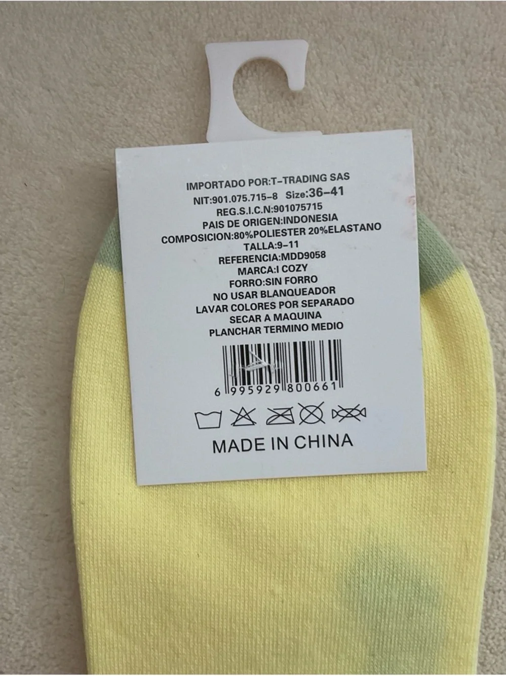 Sporto Yellow Crew Socks with Green Heel and Chick Embroidery